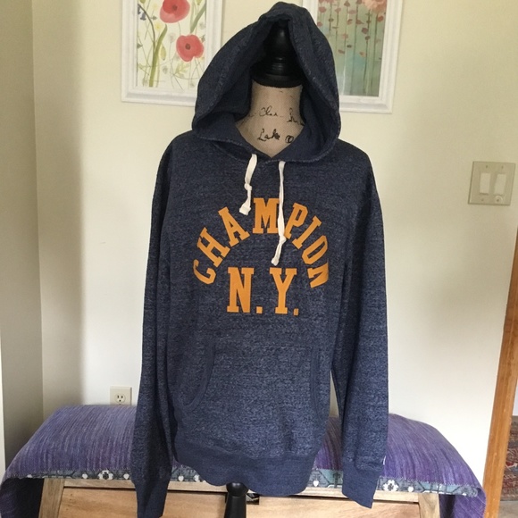 Champion Tops - Champion Heathered Blue Hooded Sweatshirt (L)